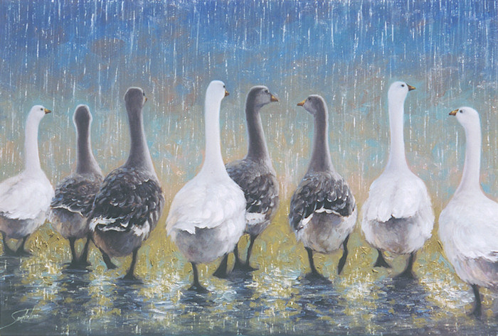 Waddling in the Rain - Original image for Bentley House Publishing Co.