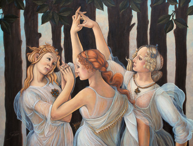 Another large-scale painting by Sambataro: Three Graces