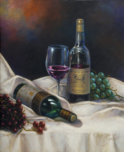 Two Bottles - from the Wine Series by Sambataro